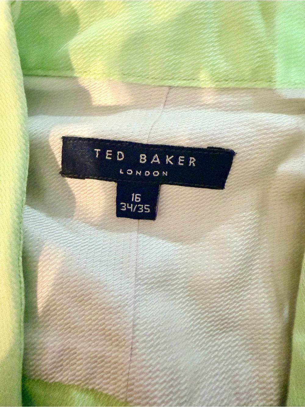 Ted Baker Men's 16 Long Sleeve Button Up Dress Shirt Bright Green 34/35 - Picture 7 of 8